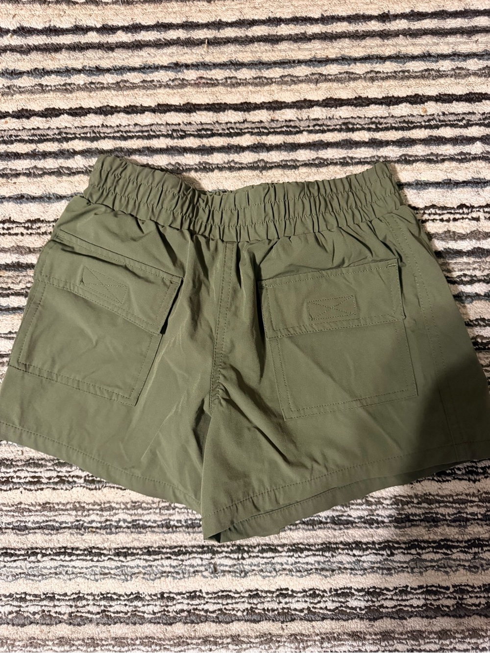 Kids Olive Green Elastic-Waist Utility Shorts